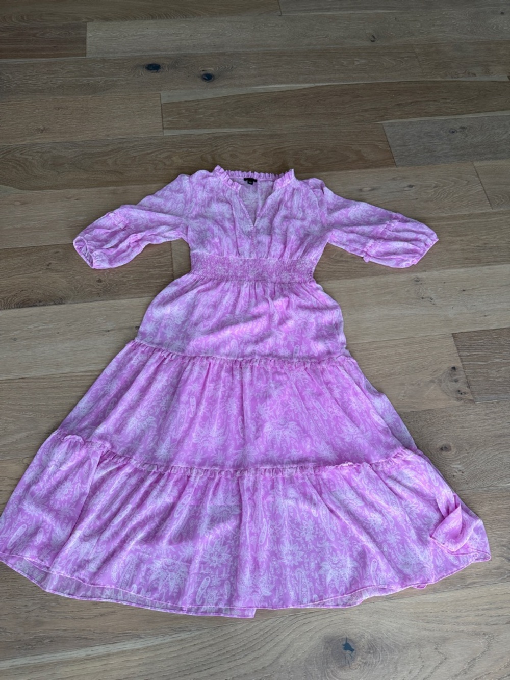 Ann Taylor Pink Paisley Tiered Maxi Dress